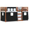 Bunk Bed with Curtains White & Black 90x200 cm Pine Wood
