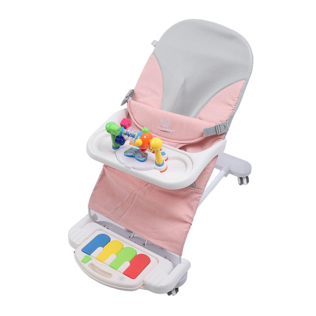 Детское кресло-качалка Детское кресло-качалка Колыбель с игрушечной дугой Вращающиеся колеса Поднос для кормления Педальное пианино