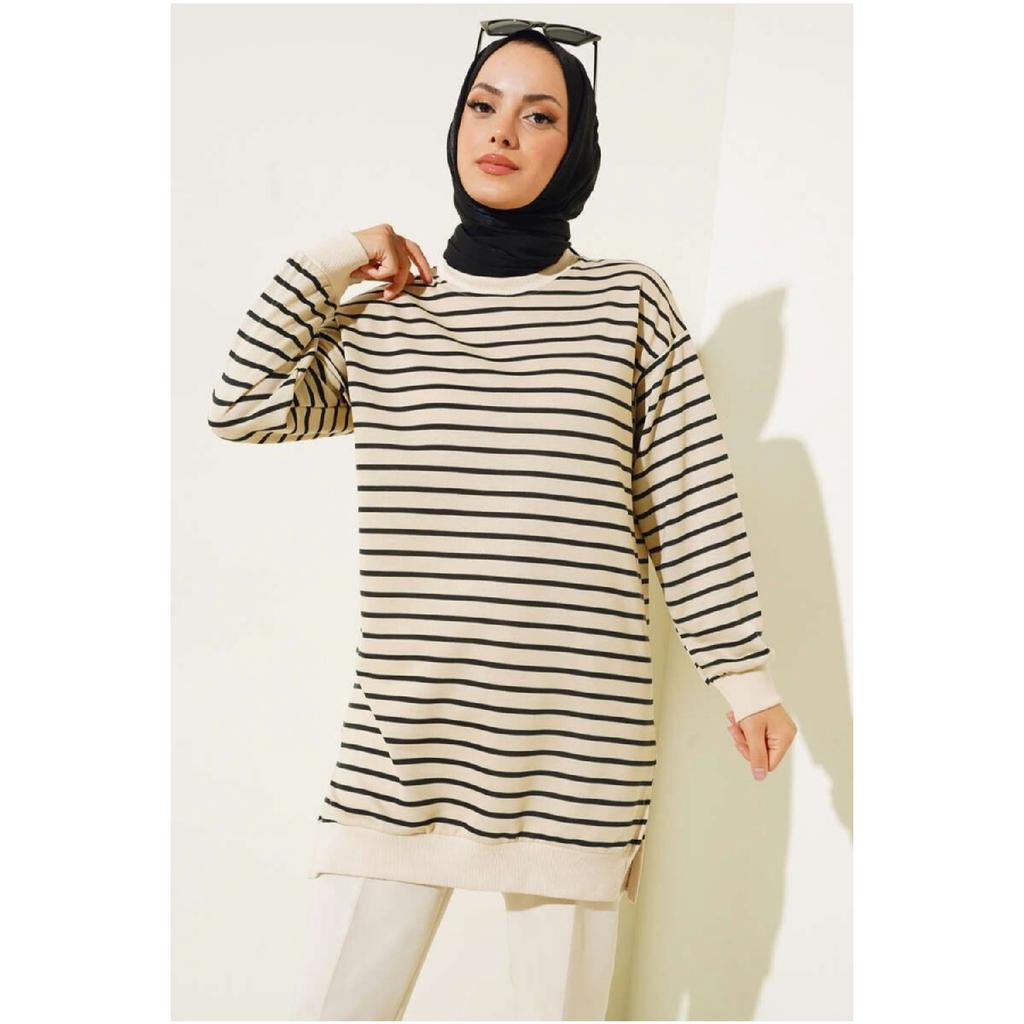 Двухниточный толстовка в полоску в стиле хиджаба-туники