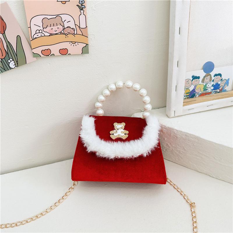 Стильная красная сумка «Милая принцесса» для девочек с мультяшным дизайном, идеально подходящая для новогодних подарков и повседневных приключений.