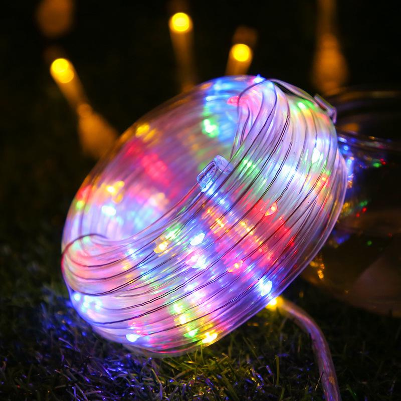 LED Solar Tube Fairy Lights, Copper Wire, Waterproof, Outdoor Christmas Courtyard Decoration
