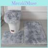 Tie Non Dye Slip Mat Fluffy Plush Bathroom Toilet Seat Cover Carpet 3 Piece Set