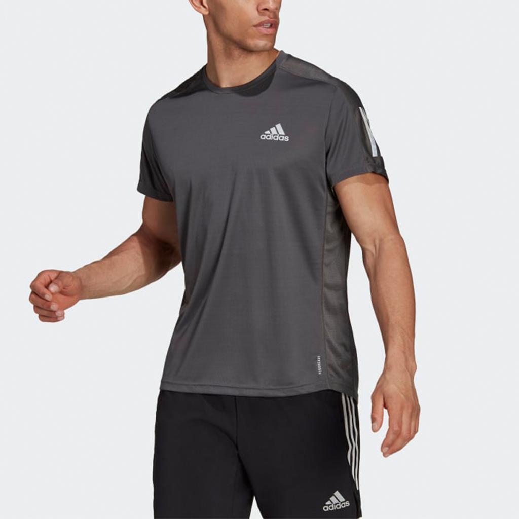 adidas Футболка с короткими рукавами для бега Own The Run Training, мужские топы, темно-серая, H34487