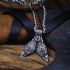 Nordic New Crow Skull Vintage Double Sided Viking Necklace Pendant Men's and Women's Jewelry Gift Necklace