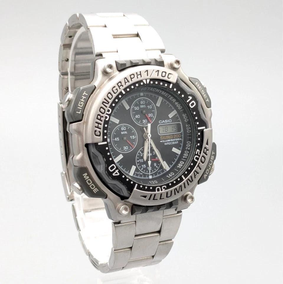 Casio Хронограф DURO200 с Ультразвуковой Очисткой DRO-212 Аналогово-Цифровой Иллюминатор