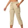 Women's Casual Color Blocking High Waisted Drawstring Pocket Workwear Pants Capris