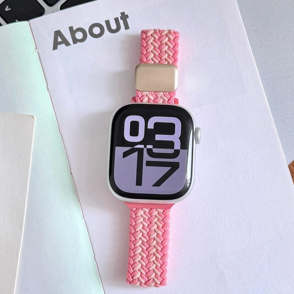 Magnetic Buckle Breathable Braided Nylon Watch Band Replacement Strap Compatible with Apple Watch Series1–11/SE/Ultra 38 40 41 42 44 45 46 49mm