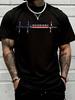 American Flag Heartbeat Piano Key Graphic Tee Shirt For Men Patriotic Music Lover Top Suitable For Casual Sports Wear