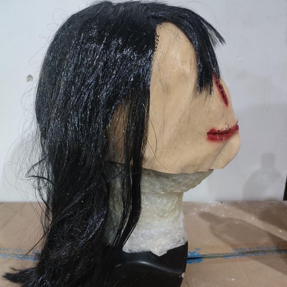 Spooky Scary Halloween Mask Full Face Mask Long Hair Demon Mask Ghost Cosplay Mask Dress Party