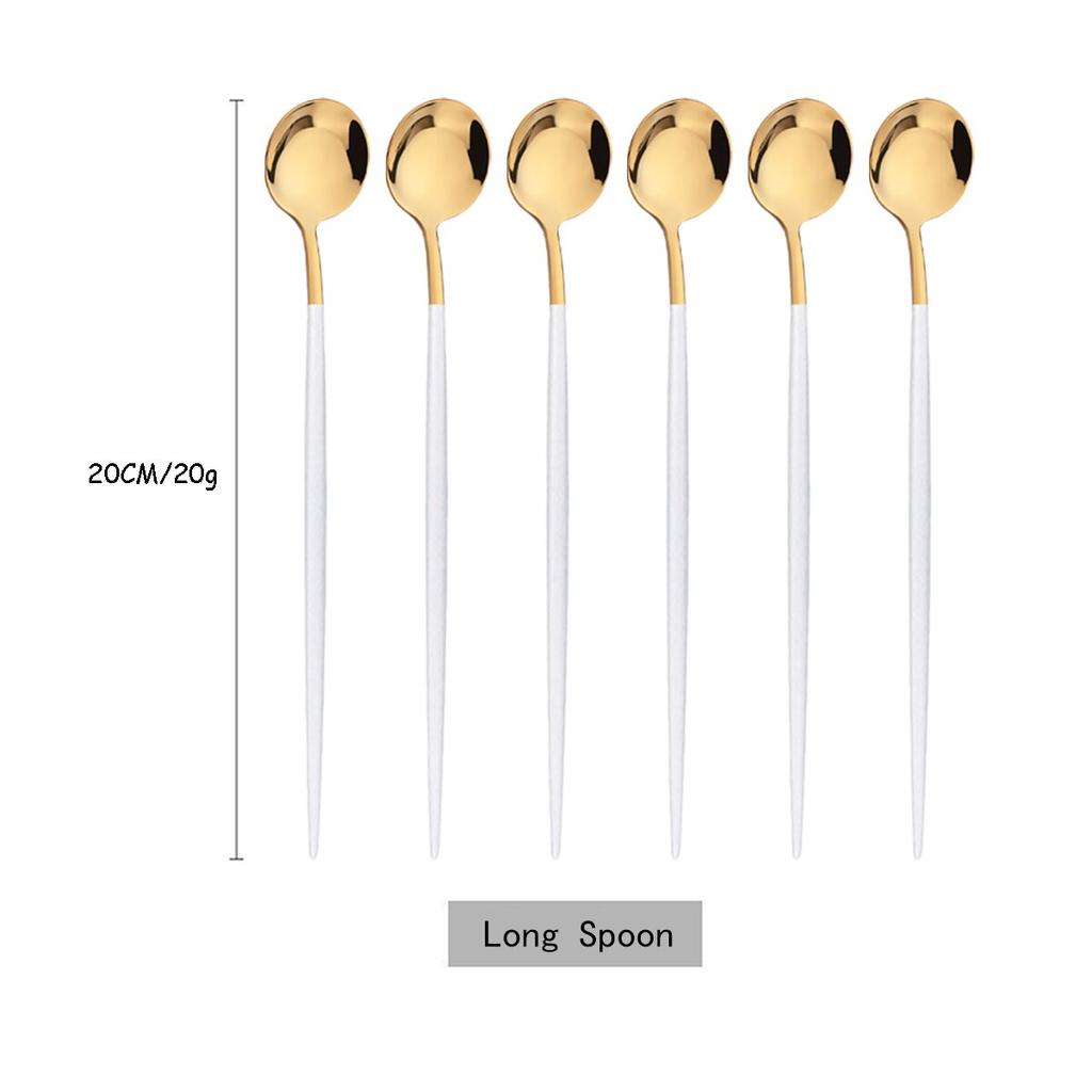 6 шт./компл., красочная ложка с длинной ручкой, столовая посуда, посуда для сока, кофе, перемешивающая посуда, ложка для мороженого, набор столовых приборов, кухонные инструменты