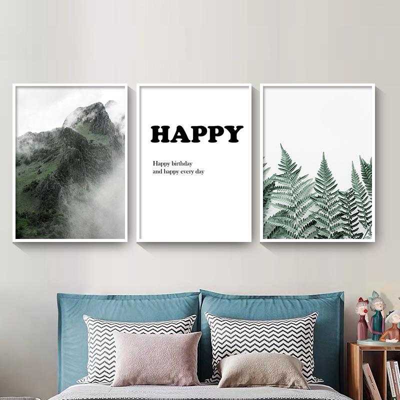 Posters And Prints Nordic Green Plant Monstera Forest Lake Mountain Wall Art Canvas Painting Pictures For Living Room Home Decor