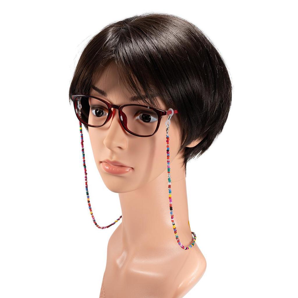 Цепочка для очков и маски двойного назначения из разноцветных рисовых бусин