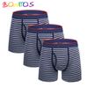 Мужские трусы с открытой передней частью, 3 шт., хлопковые мужские боксеры в полоску с принтом, нижнее белье для мужчин