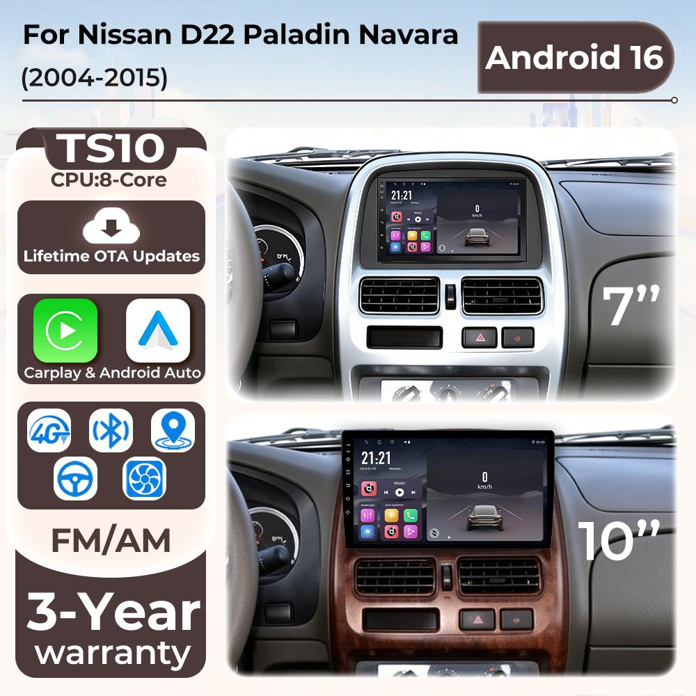 Android 16 Car Radio For Nissan D22 Paladin Navara 2004 2005 2006 2007 2008-2015 Carplay Multimedia Player Car Stereo BT Screen
