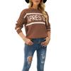 Women's Autumn/winter Round Neck Letter Jacquard Casual Knit Sweater