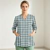 Women's V-Neck Uniform Top with Single Pocket and Side Slit 3/4 Sleeve