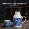 Древняя керамическая глина маленький теплый горшок для дома с крышкой чайник чайная чашка большая емкость сине-белая керамическая тушеная чайная чашка чашка для влюбленных