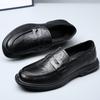 Men's Shoes Spring New Leather Platform Foot Cover Dress Business Leather Shoes Men's One-pedal Casual Beanie Shoes