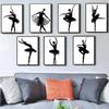 Modern Black White Ballet Dancer Canvas Painting Silhouette Beauty Girl Photo Art Prints and Posters Wall Art Pictures for Decor