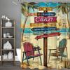 Cartoon Ocean Signage Beach Chair Coconut Tree Shower Curtain, Bathroom Decorative Shower Curtain, Waterproof Shower Curtain Wit