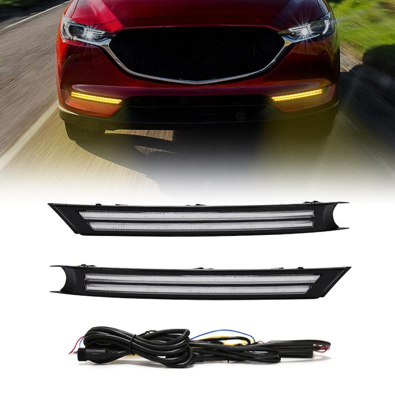 3 цвета светодиодные дневные ходовые огни для Mazda CX-5 CX5 2017 2018 2019 DRL плавные поворотные противотуманные фары водонепроницаемые