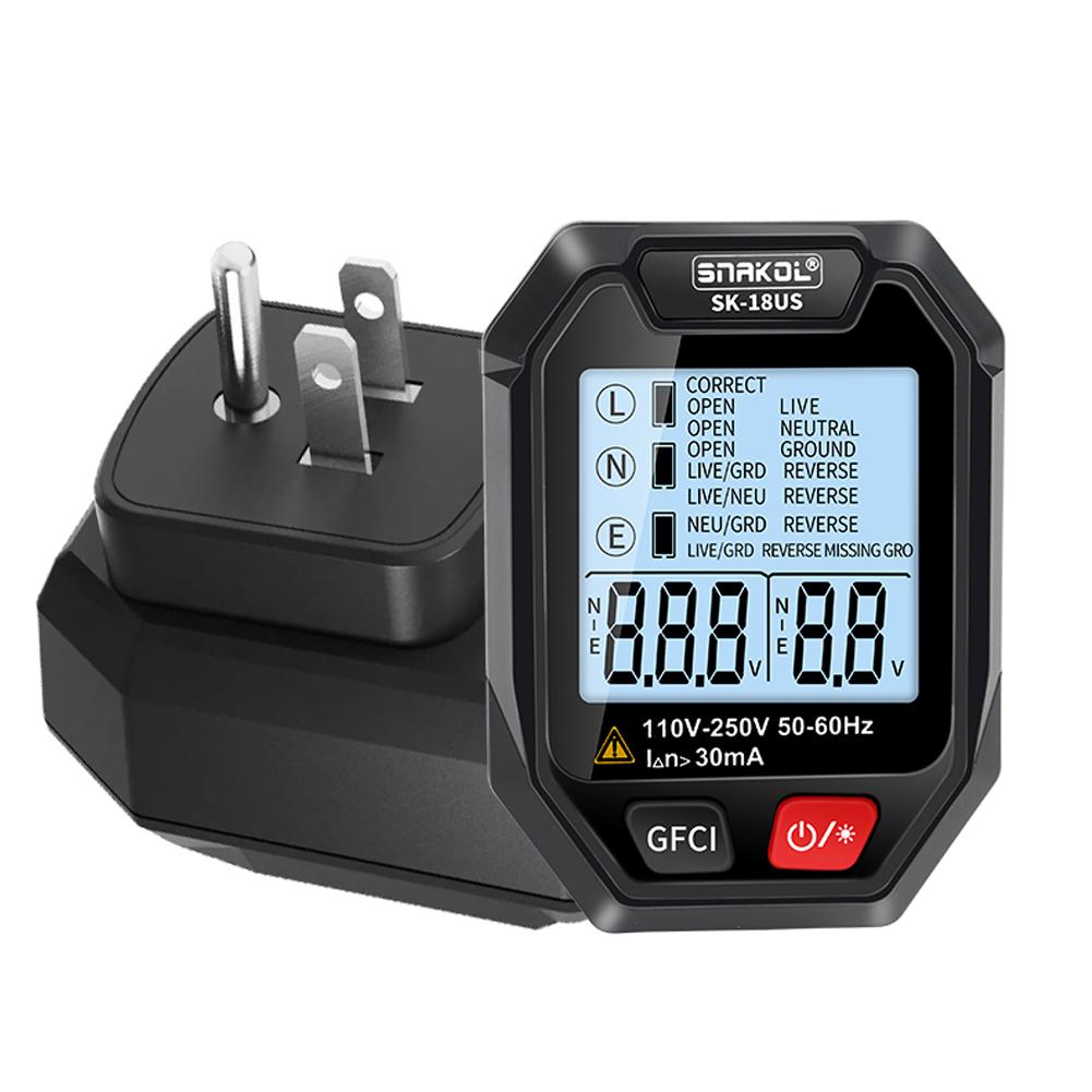 Интеллектуальный тестер розеток Ручной тестер напряжения Инструмент обнаружения утечки RCD ЖК-дисплей с функцией голосового управления