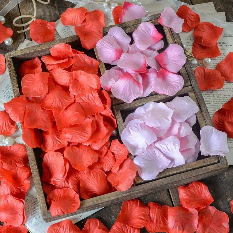 Имитация лепестков роз, признание в любви, свадебный декор, разбросанные вручную цветы, предложение на День святого Валентина, романтический декор свадебной комнаты