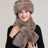Hat and Scarf Set Old Man Hat Winter Imitation Mink Fur Middle-aged Mother Northeast Cotton Hat