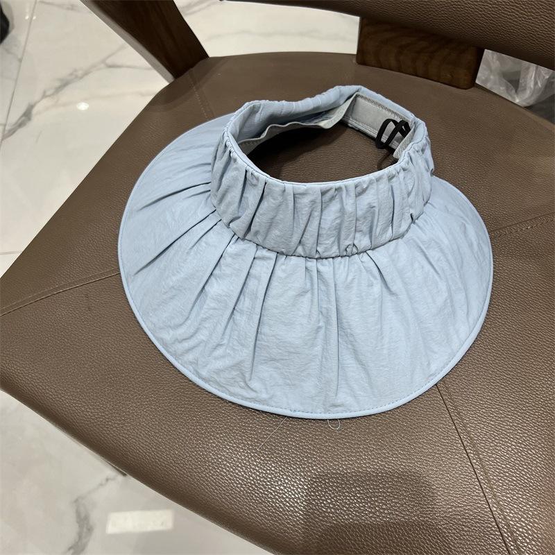 Pleated Large Brim UV Sun Protection Empty Top Hat for Women, Summer Outdoor Portable Foldable Sun Protection Sun Hat