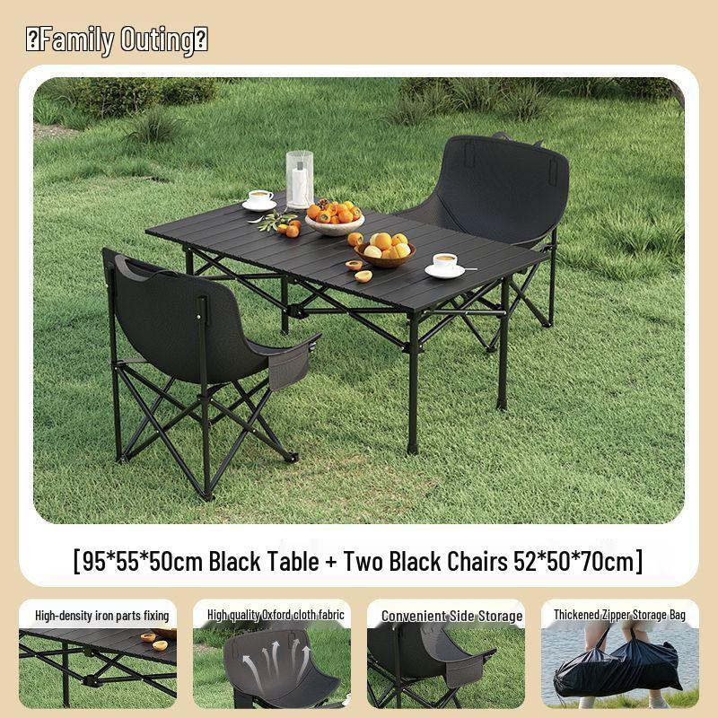 High-Back Portable Moon Chair and Folding Table Set for Camping and Picnic