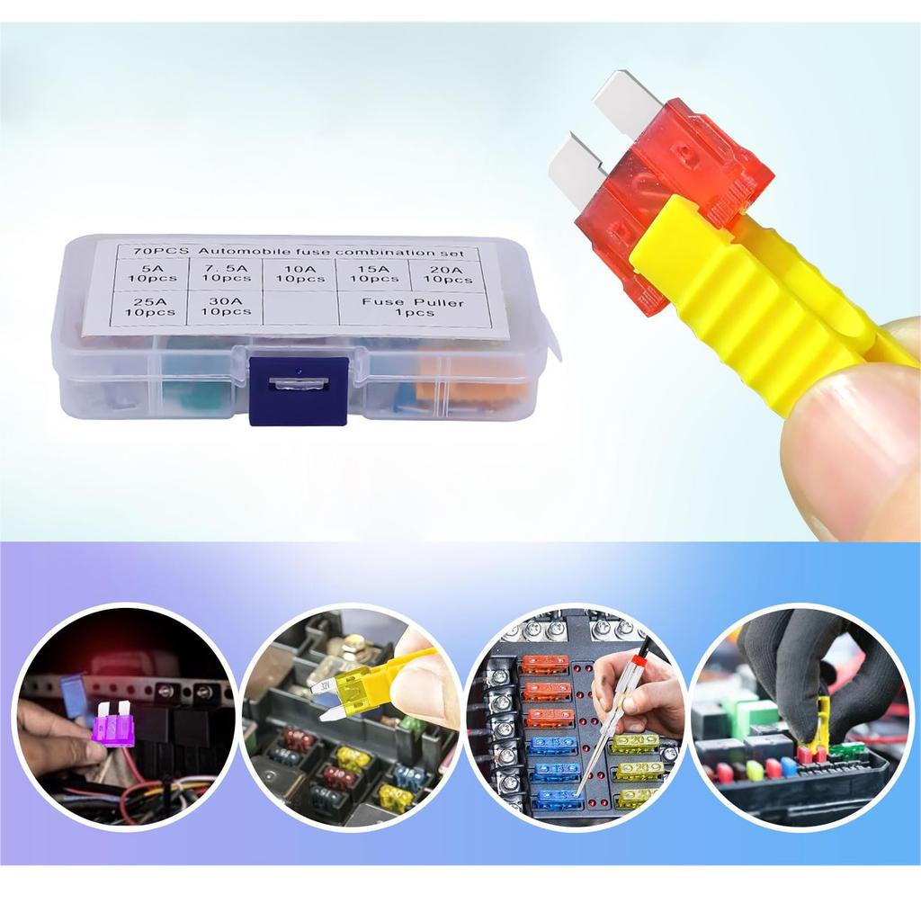 Предохранители Cluoling Low Profile, 70 шт. Автомобильные предохранители, Мини-плоские предохранители, Маленькие предохранители