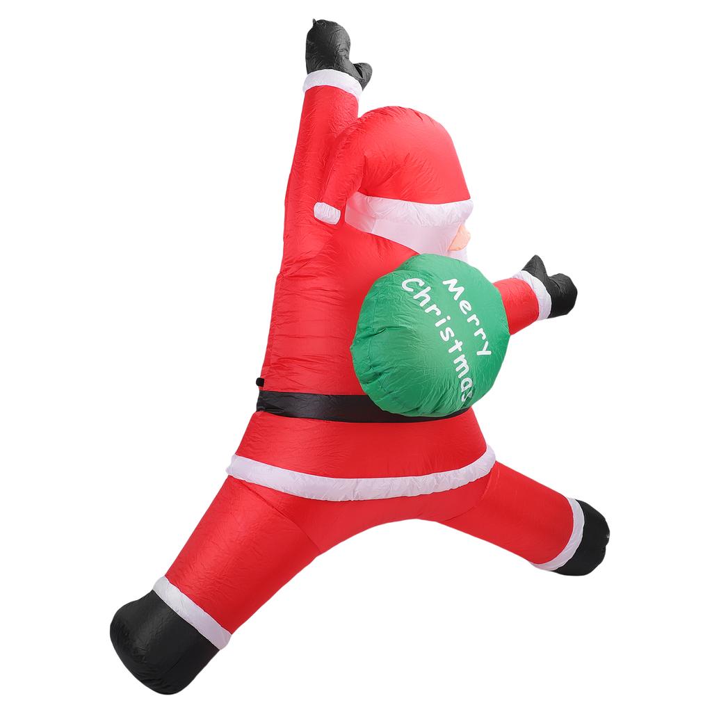 Надувной Рождественский Лазающий Санта 8,2 фута Надувной Санта Украшение для Двора с Мешком для Подарков Встроенная Светодиодная Подсветка для Стены Сада