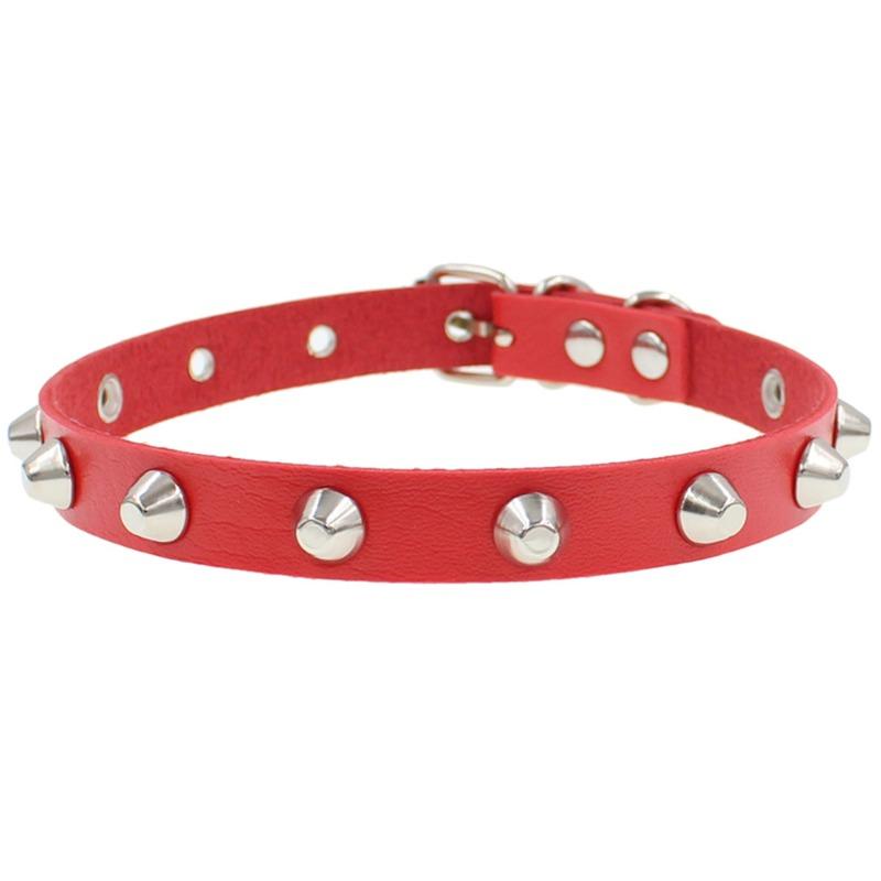 Eco-friendly PU Leather Multi-rivet Punk Metal Rock Harajuku Collar Couple Necklace Collarbone Chain Bracelet