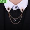 Men Women Suit Shirt Collar Tassel Chain Lapel Pin Brooch Crystal Chain Pins Wedding Dress Party Dance Neckware Accessories