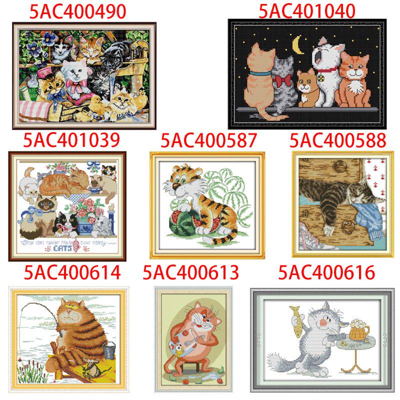 Набор для вышивки крестом «сделай сам» для кошек, набор для вышивания милых животных ручной работы, декор для детей и взрослых, поделки ручной работы S