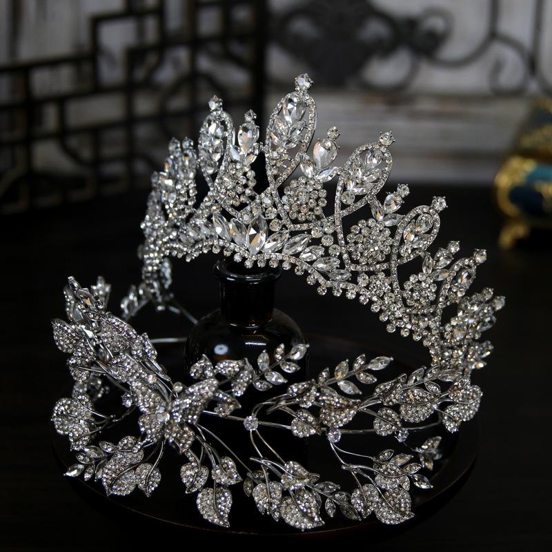 Европейский стиль Новая роскошная и атмосферная корона-комбинация листьев Свадебная корона невесты Головной убор Корона Тиара Аксессуары для волос