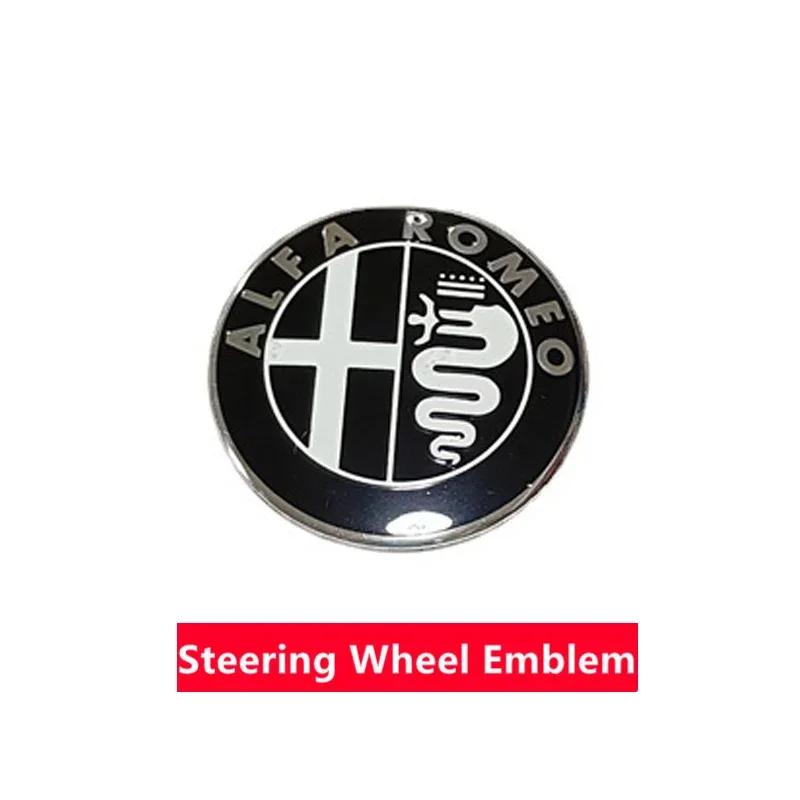 USLT7 Car Front Hood Rear Trunk Badge Steering Wheel Hubcap Sticker For Alfa Romeo Giulia MiTo Stelvio Giulietta GT 159 147 156