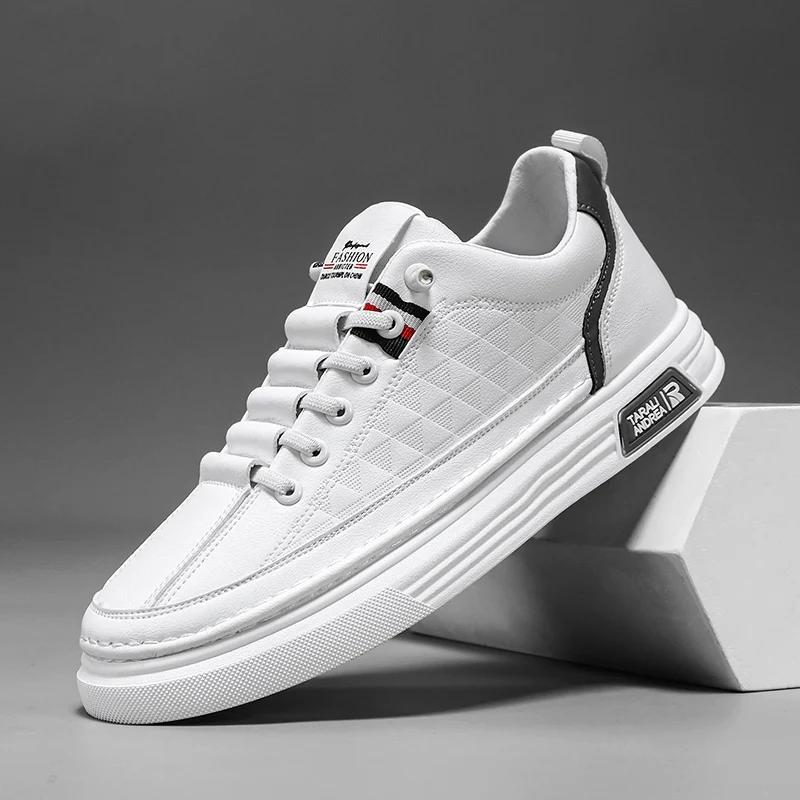 Обновите свой стиль с помощью мужских кроссовок Vulcanize Shoes White Leather Casual Shoes