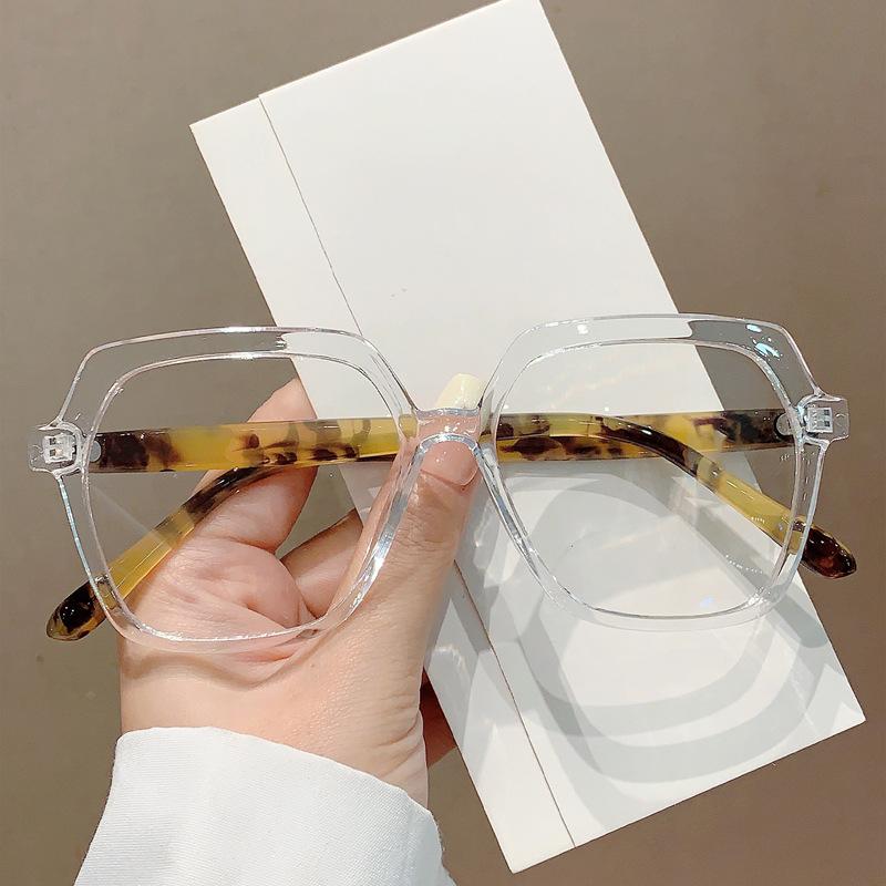 Vintage Anti Blue Light Optical Square Glasses Myopia Prescription Big Frame Women Luxury Brand Designer Double Color Eyewear