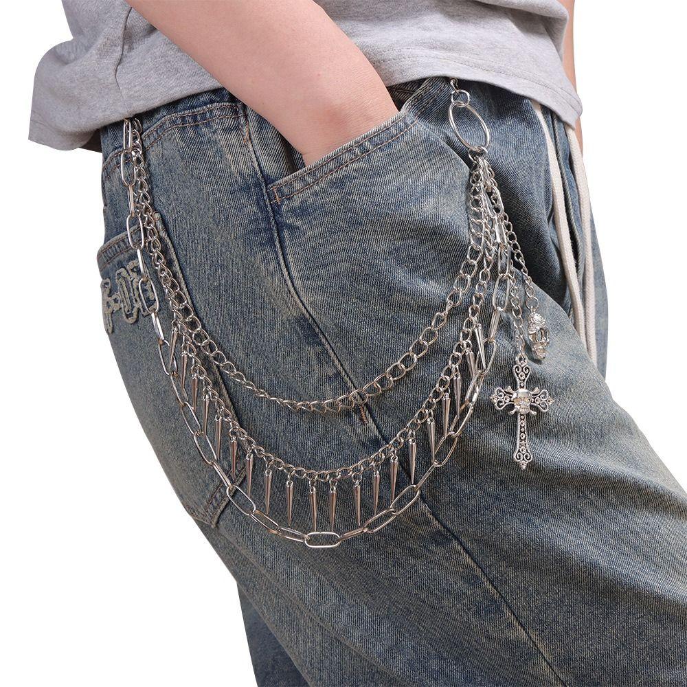 Metal Punk Belt Chain Hip Hop Pants Chain Fashion Tassel Jeans Chain Male