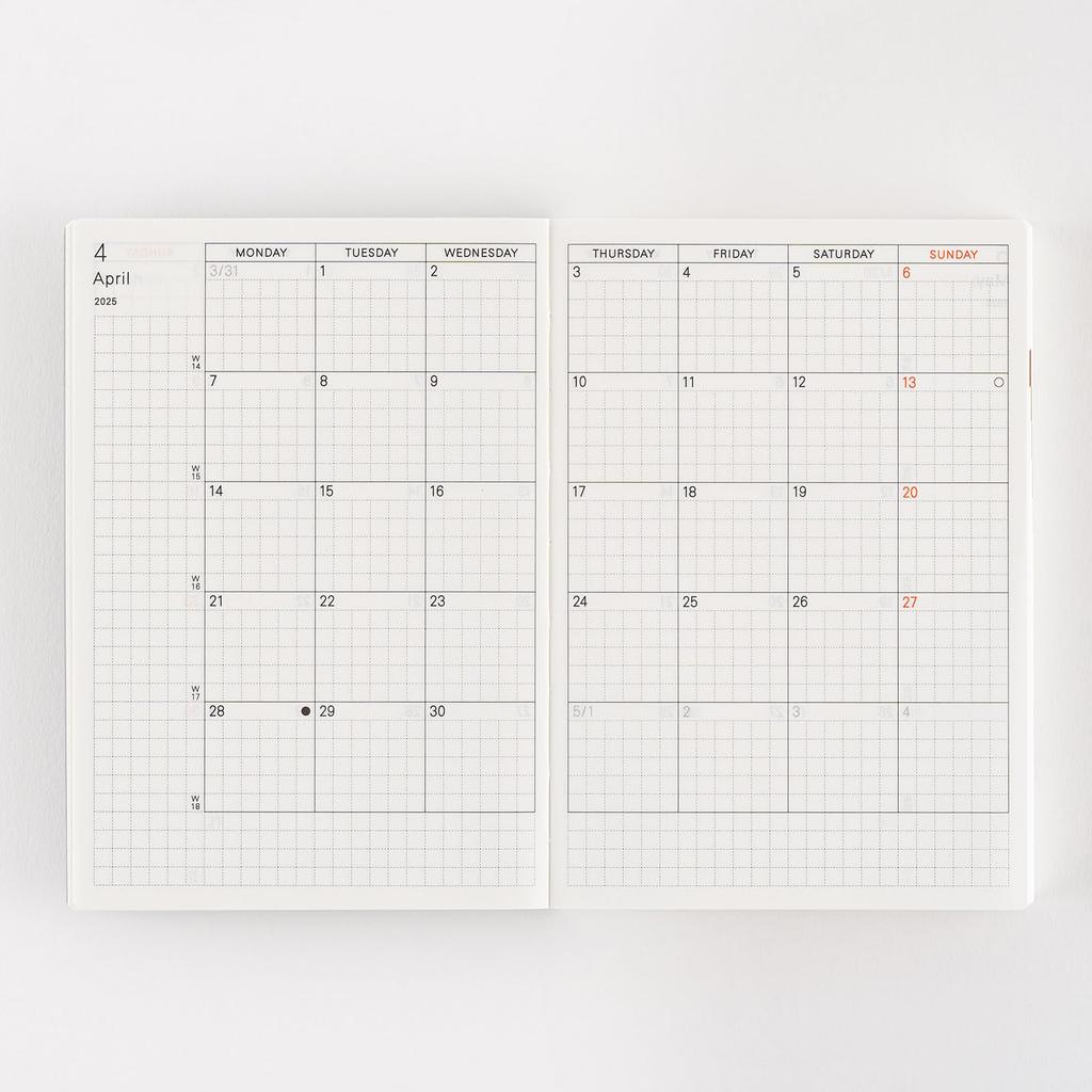 Планировщик Hobonichi Techo 2025 1 страница в день Январь Понедельник [A6 / (английский) / / начинать]