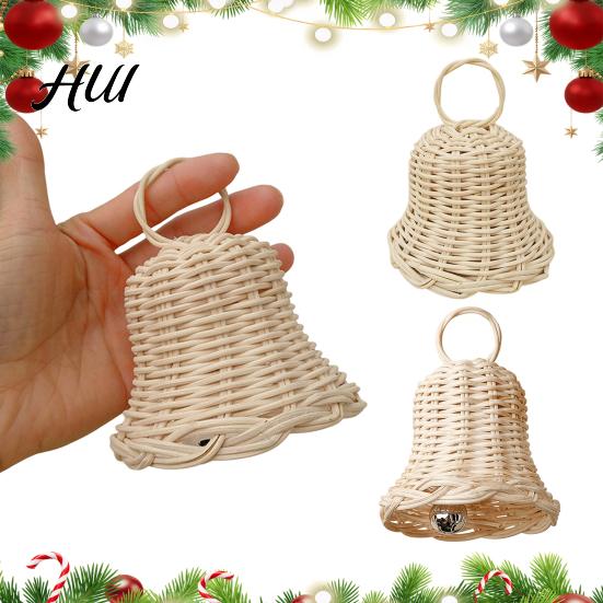Baby Hand Grasping Toys Christmas Bells, Rattan Wicker Bell Decoration, Handmade Pendant, Sensory Perception for Babies Hanging Toy Holiday