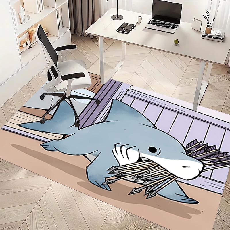 1pc Jeff the Land Shark5 Print Area Rug - Soft, Washable Non-Slip Indoor Mat, Living Room, Home Office Decorative Rug,Office Decorative