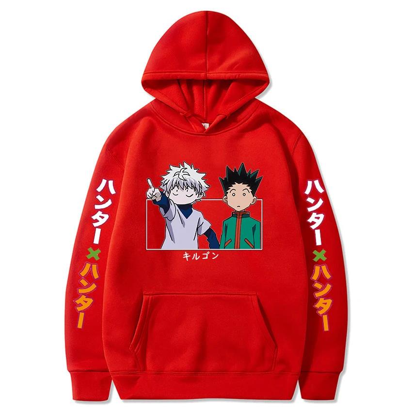 Hunter X Hunter Япония Аниме Мужчины Женщины Толстовки Harajuku Gon Killua Принт Плюс Размер Толстовка Унисекс Осень Зима Уличная одежда