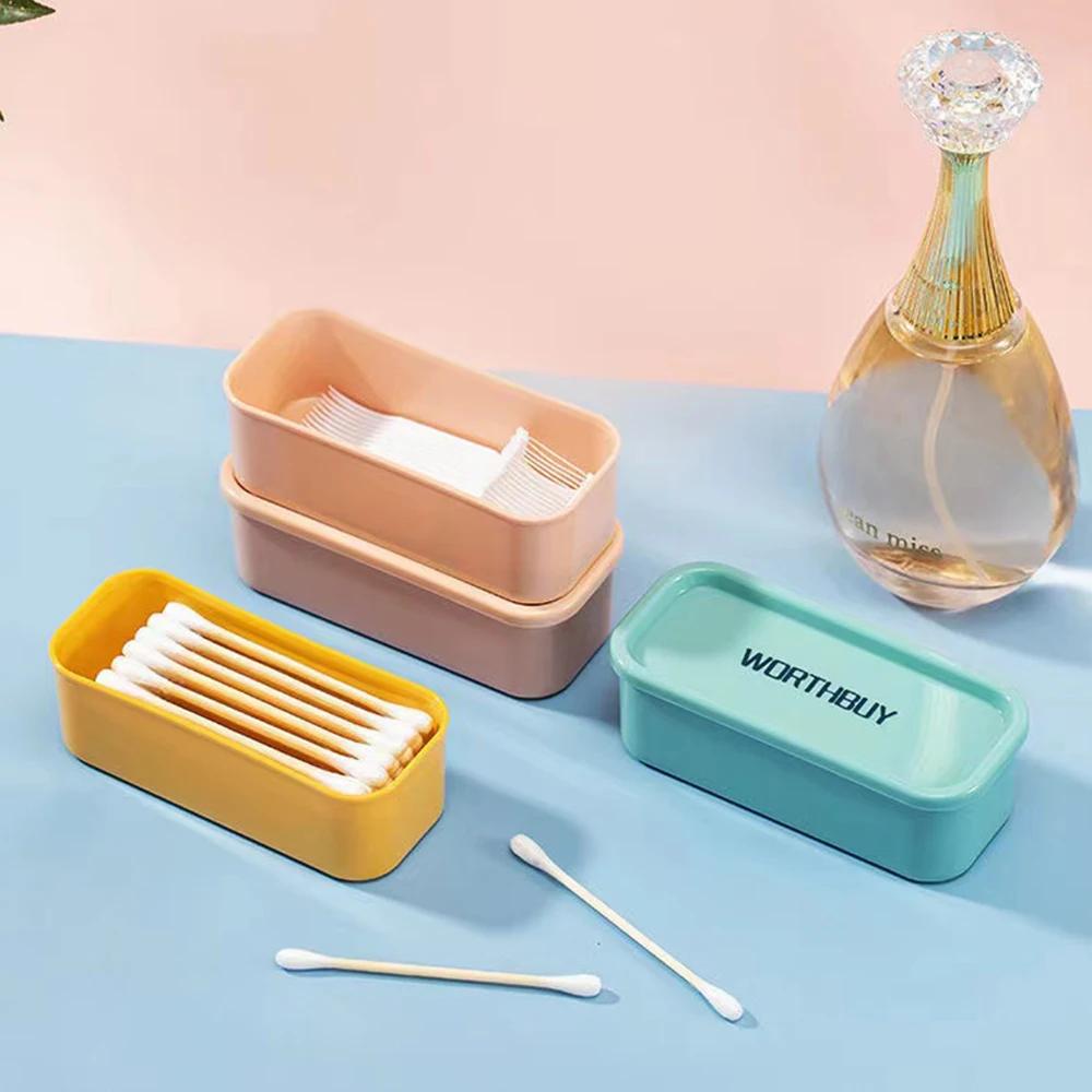 Portable Cotton Swab Box Travel Dental Floss Holder Case Sundries Organizer Box Dust-proof Wire Earphone Cable Storage Box