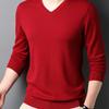 Весенне-осенний мужской шерстяной свитер с V-образным вырезом, пуловер с длинным рукавом, шерстяной вязаный низ, модный мужской повседневный шерстяной свитер, интерьер