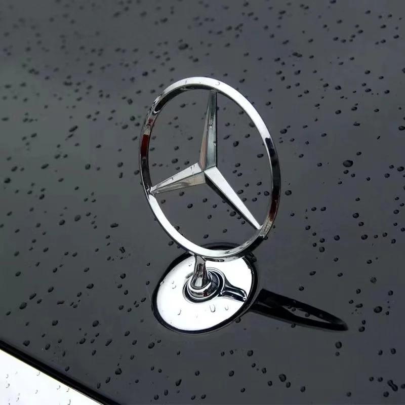 CDQ1 2025 Hot New Zinc Alloy Car Front Hood Emblem Bonnet Label Badge Decal Sticker For Mercedes Benz W204 W210 W220 W212 C180 C200 C