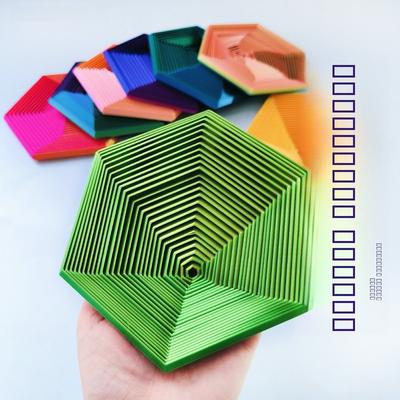 Шестиугольная 3D-печатная музыкальная шкатулка-головоломка, иллюзорная вращающаяся игрушка-антистресс для взрослых, украшение, волшебная иллюзия, подарок