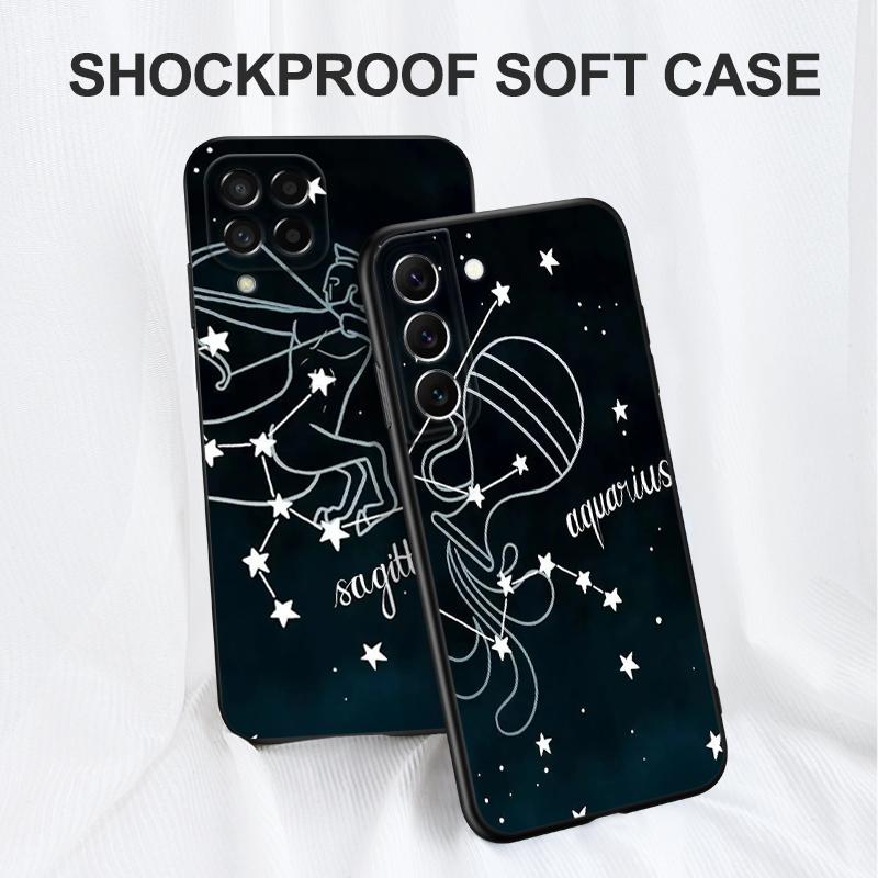 Черный чехол из ТПУ для Samsung Galaxy S22 S20 S21 FE PLUS ultra + S10 E lite, задняя крышка со знаком зодиака