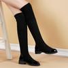 Fashion 2024 Spring New Fashion Side Zipper Large Size Long Women's Boots Were Thin High-heeled Thick Suede Over-the-knee Women Winter